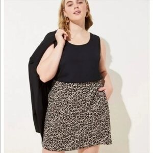 Loft Plus Jacquard Leopard Print Mini Skirt Size 18